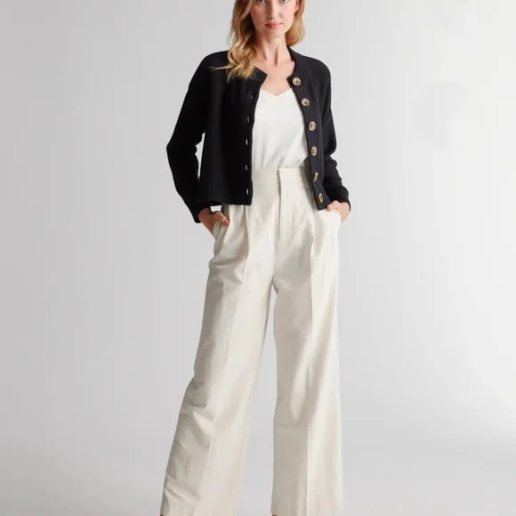 Quince Small Gray Cropped Cardigan Sweater with Button 100% Organic Cotton - Picture 2 of 8